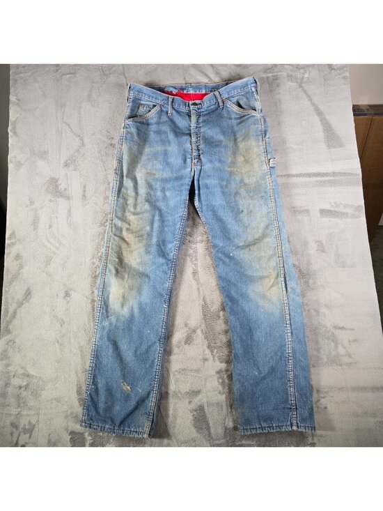 Unbranded Other - Thrashed Vintage 1970s Scovill Zipper Lined European Carpenter Jeans (36x32)